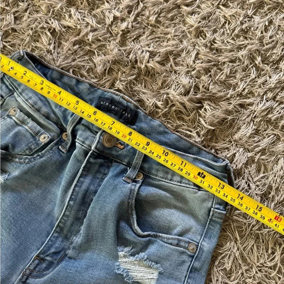 Aeropostale Jeans Womens Size 10R Super High Rise Jegging Destroyed Denim Grunge - Picture 3 of 6